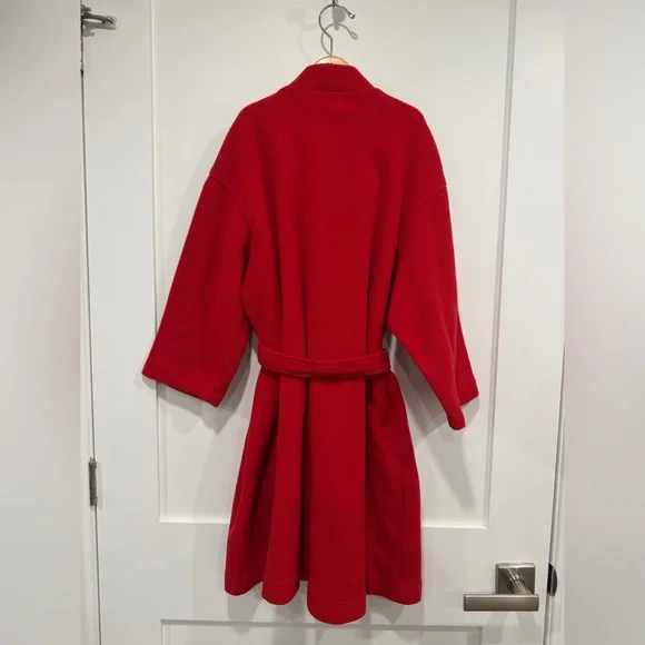 Red Fleece Kimono Style Robe - Picture 6 of 8